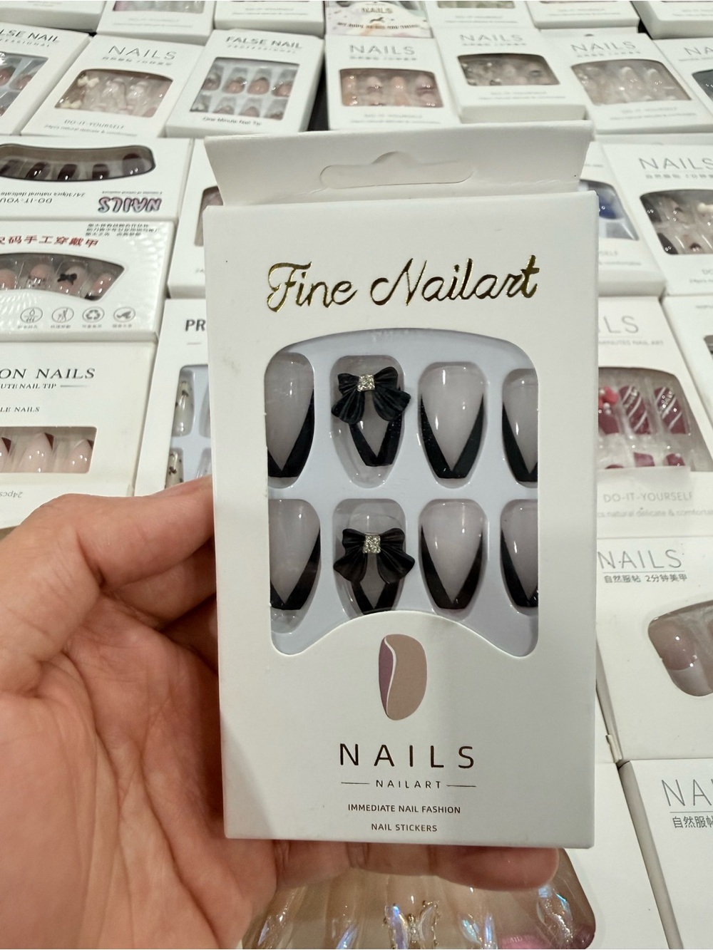 Men Accessories - Black and White Press-On Nail Set